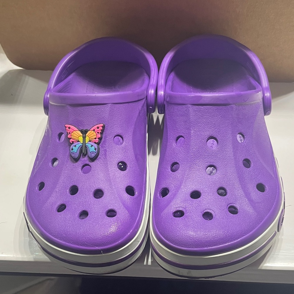 CROCS Purple Women Sandals with Butterfly Accent